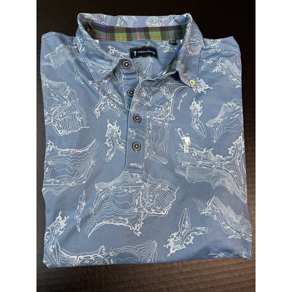 William‎ Murray “Murray Bay” Men’s Plaid collared Blue Golf Polo Size Med - Picture 1 of 7